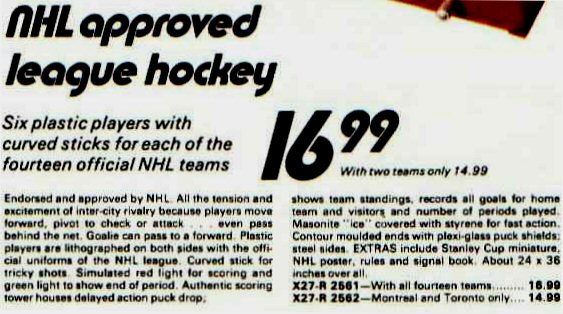 Coleco game description in Christmas 1971 store catalog.