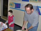 This dad waited in line for an hour to play with his son.